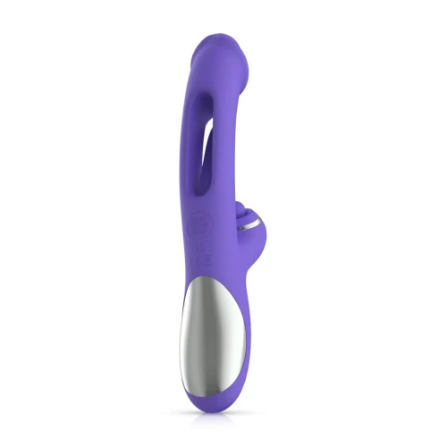 На фото изображен ярко фиолетовый вибратор-кролик Good Vibes Only - Tess Rabbit Vibrator with G-Spot Stimulat
