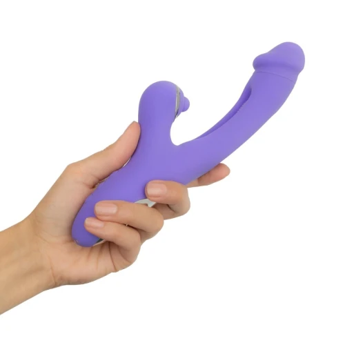На фото изображен ярко фиолетовый вибратор-кролик Good Vibes Only - Tess Rabbit Vibrator with G-