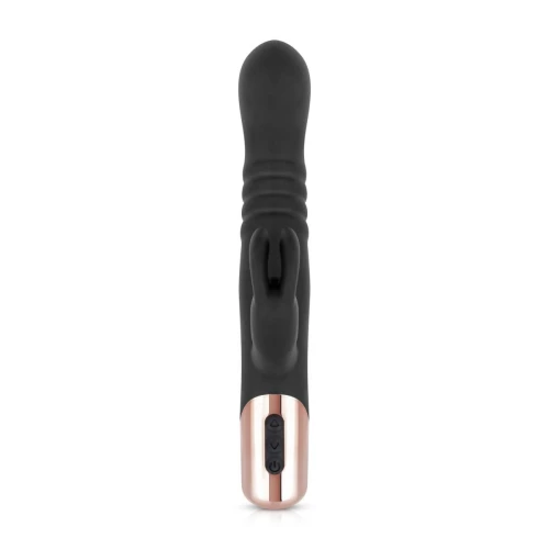 На фото вибратор-кролик Rosy Gold - Rabbit Vibrator with thrusting function - Black