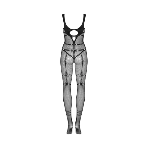 На фото сексуальна білизна чорна Бодістокінг Obsessive Bodystock