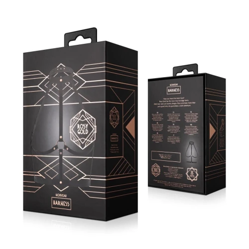 На фото черная портупея Rosy Gold – Body Harness – Bl