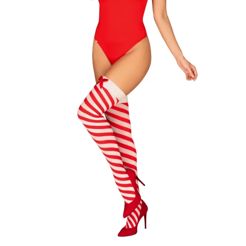на фото изображении чулки Obsessive Kissmas stockings L/XL
