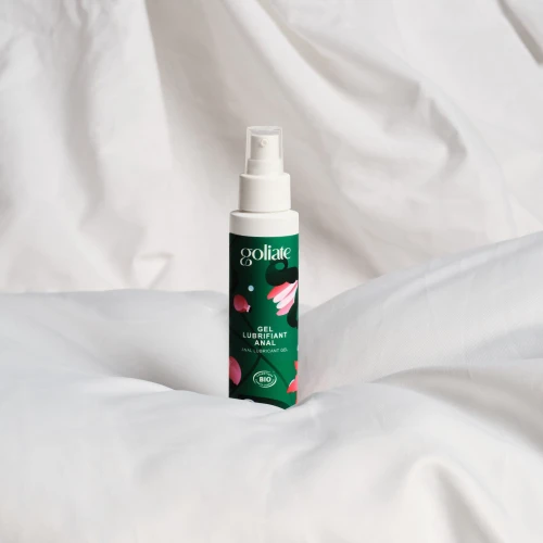 На фото изображен зеленый анальный лубрикант Goliate Gel Lubrifiant Anal 100 мл, расслабляющий, веган-френдли