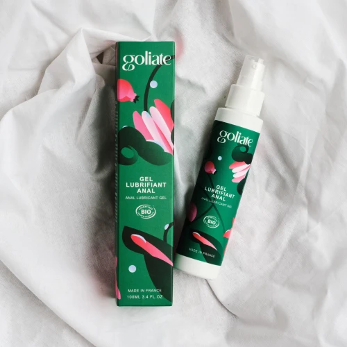 На фото изображен зеленый анальный лубрикант Goliate Gel Lubrifiant Anal 100 мл, расслабляющий, веган-френд