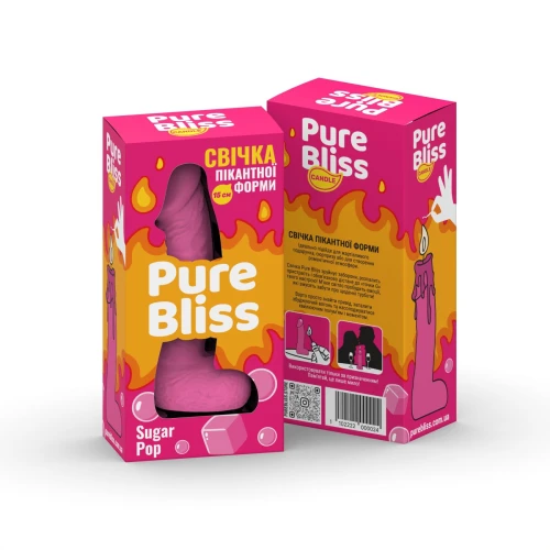 На фото розовая свеча пикантной формы Pure Bliss Pink Sugar Pop (Жвачка) 
