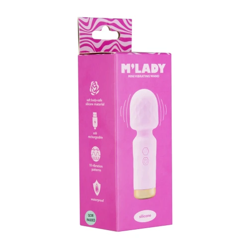 На фото розовый вибромассажер M’Lady Mini Vibrating Wand Pink