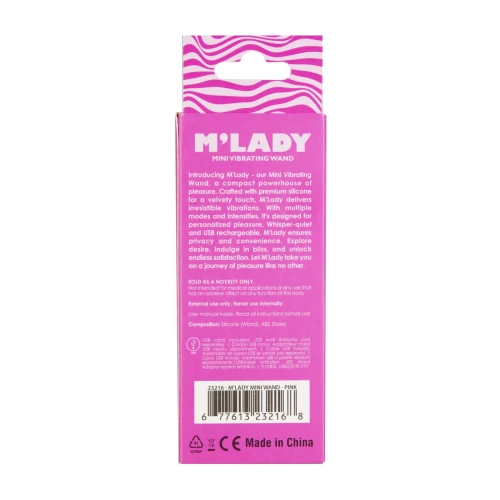 На фото розовый вибромассажер M’Lady Mini Vibrating Wand Pink