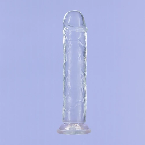 На фото прозрачный фаллоимитатор на присоске ADDICTION Vertical Dong 9″, виброшар в по