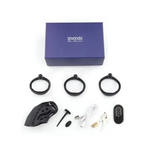 На фото клетка для члена с электростимуляцией LOCKINK SEVANDA