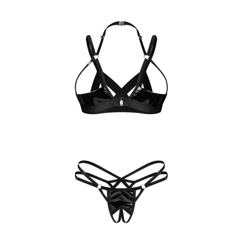 На фото черный сексуальный комплект Obsessive Keira Lise 2-pcs crotchless se