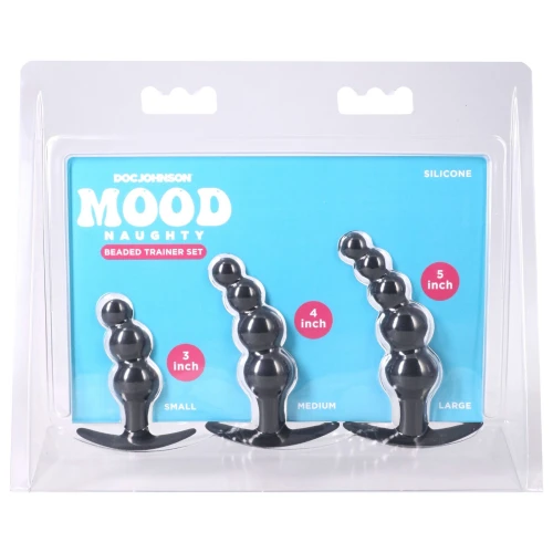 На фото набор анальных игрушек Doc Johnson Mood Naughty Beaded Trainer Set