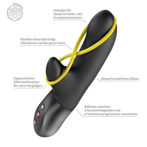 На фото мини вибратор-кролик со стимулирующей лентой Fun Factory AMORINO Black, съемная лента