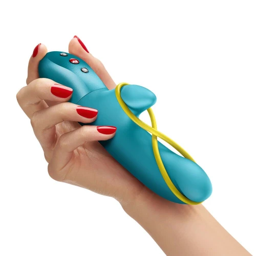 На фото мини вибратор-кролик со стимулирующей лентой Fun Factory AMORINO Aquamarine, съемная лента