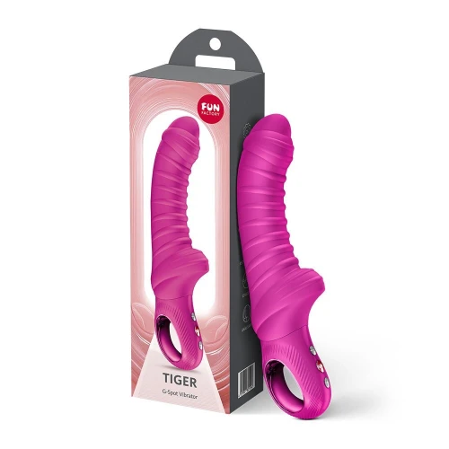На фото вибратор для точки G Fun Factory TIGER Magenta, ребристый, подходит для анальной стимуляции