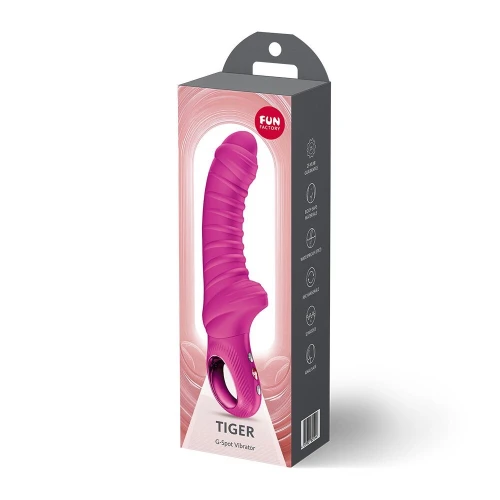На фото вибратор для точки G Fun Factory TIGER Magenta, ребристый, подходит для анальной стимуляции