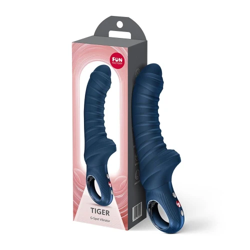 На фото вибратор для точки G Fun Factory TIGER Nightblue, ребристый, подходит для анальной стимуляции