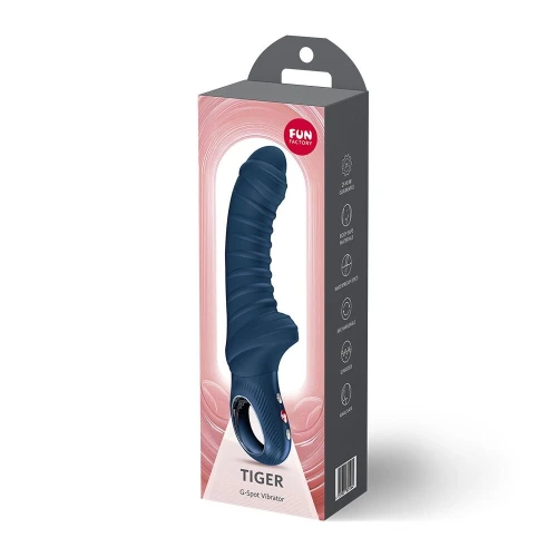 На фото вибратор для точки G Fun Factory TIGER Nightblue, ребристый, подходит для анальной стимуляции
