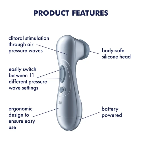 На фото вакуумный клиторальный стимулятор Satisfyer Pro 2 Generation 2 Battery Series Light Blue