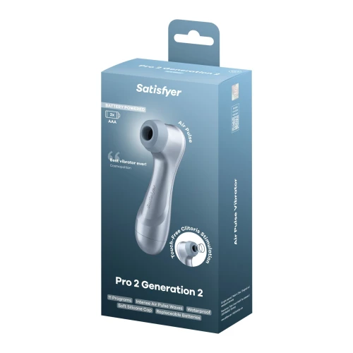 На фото вакуумный клиторальный стимулятор Satisfyer Pro 2 Generation 2 Battery Series Light Blue