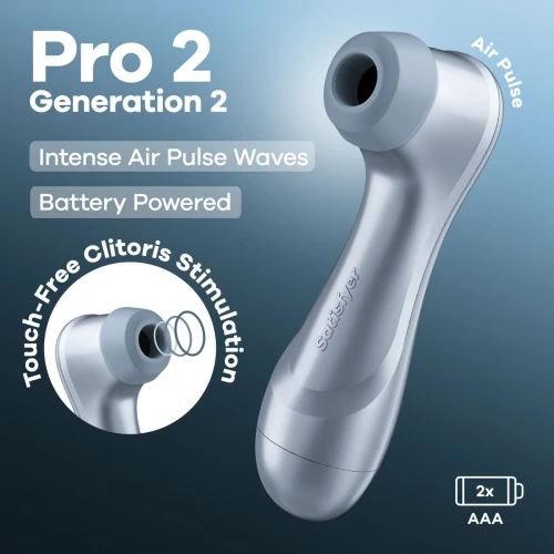 На фото вакуумный клиторальный стимулятор Satisfyer Pro 2 Generation 2 Battery Series Light Blue