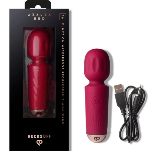 На фото вібромасажер Rocks Off Mini Wand Azalea Red, 16 режимів