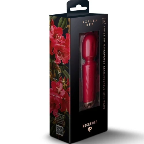 На фото вібромасажер Rocks Off Mini Wand Azalea Red, 16 режимів