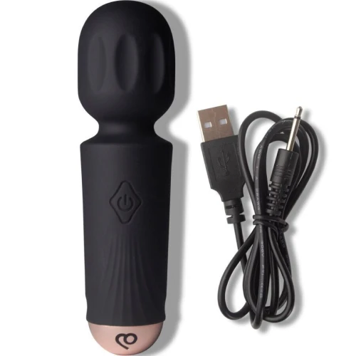На фото вібромасажер Rocks Off Mini Wand Black Tulip, 16 режимів