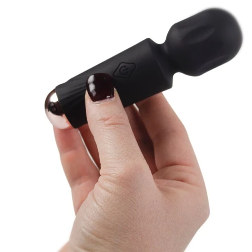 На фото вібромасажер Rocks Off Mini Wand Black Tulip, 16 режимів