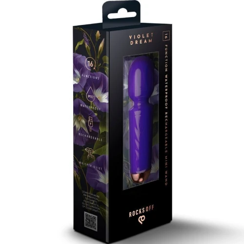На фото вібромасажер Rocks Off Mini Wand Violet Dream, 16 режимів