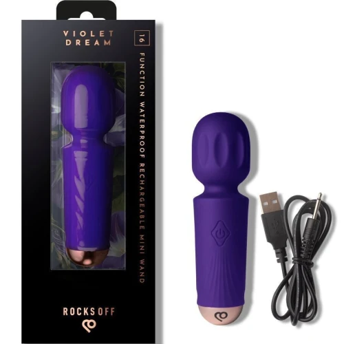 На фото вібромасажер Rocks Off Mini Wand Violet Dream, 16 режимів