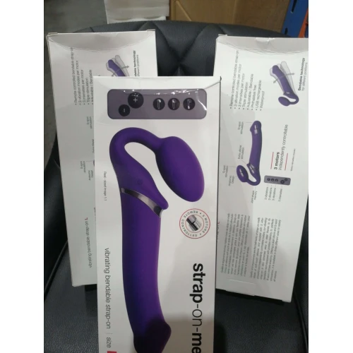 Безремневой страпон с вибрацией Strap-On-Me Vibrating Violet L (мятая упаковка)