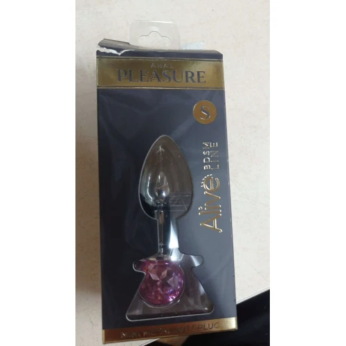 Металлическая анальная пробка с кристаллом Alive Mini Metal Butt Plug Pink S (порвана упаковка!!!)