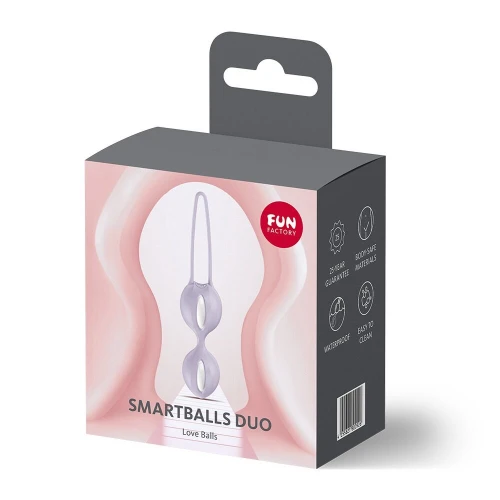 На фото вагінальні кульки Fun Factory SMARTBALLS DUO Purple, 2 шт, діаметр 3,2 та 3,6 см