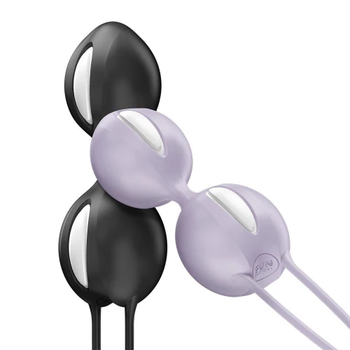 На фото вагінальні кульки Fun Factory SMARTBALLS DUO Purple, 2 шт, діаметр 3,2 та 3,6 см