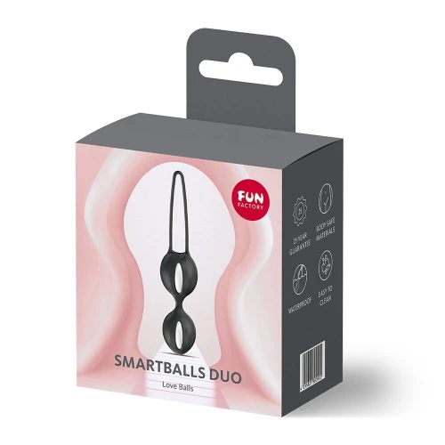 На фото вагінальні кульки Fun Factory SMARTBALLS DUO Black, 2 шт, діаметр 3,2 та 3,6 см