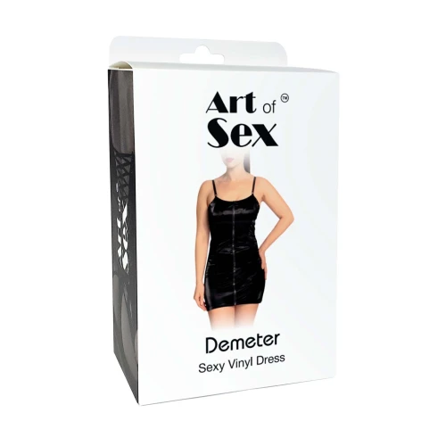 На фото лакированное платье Art of Sex - Demeter, цвет черный с эффектом голограммы, размер M