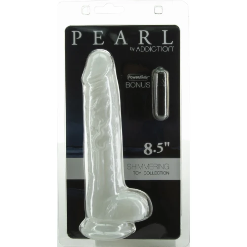 На фото фаллоимитатор ADDICTION Pearl 8.5" Dildo with Balls, виброшар в подарок