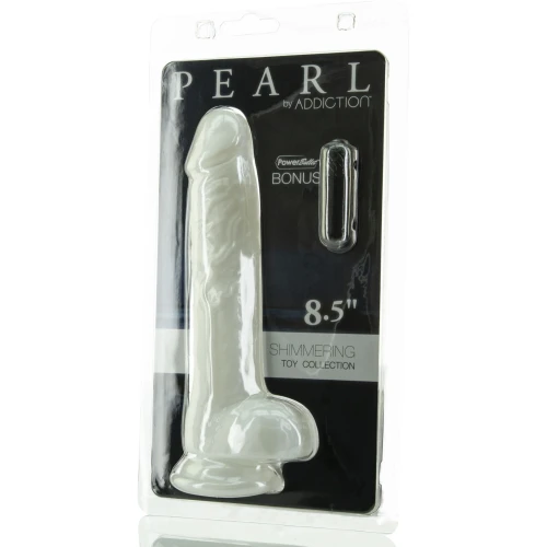 На фото фаллоимитатор ADDICTION Pearl 8.5" Dildo with Balls, виброшар в подарок