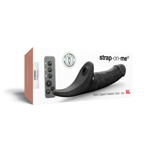 На фото вибронасадка для страпона с вакуумной стимуляцией Strap-On-Me Multi Orgasm Realistic Dildo XL Black