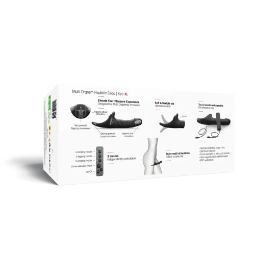 На фото вибронасадка для страпона с вакуумной стимуляцией Strap-On-Me Multi Orgasm Realistic Dildo XL Black
