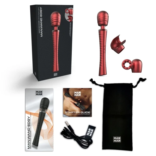 На фото вибромассажер Manwan MAN.WAND EDGY Velvet Red