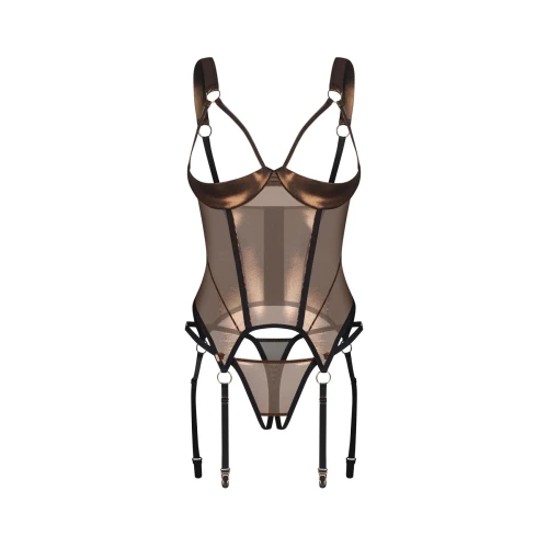 На фото корсет Obsessive Soranna cupless corset & crotchless thong 2XL/3XL