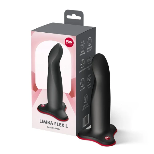 На фото фалоімітатор Fun Factory LIMBA FLEX L Black, гнучкий, з ефектом пам’яті, підходить для точки G