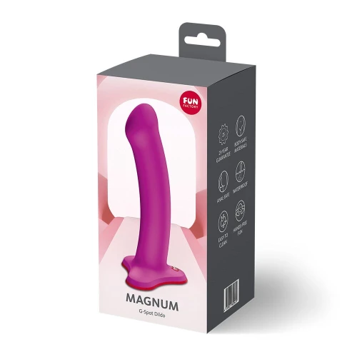 На фото фалоимитатор Fun Factory MAGNUM Blackberry, очень гнучий, длина 18,3 см, диаметр 3,7 см