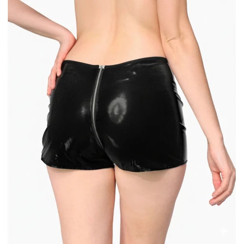 На фото шортики на молнии Art of Sex - Jarina, цвет черный, с эффектом мокрого бархата, размер S