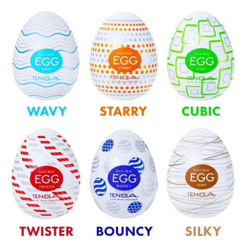 На фото набор мастурбаторов-яиц Tenga Egg Standard 3 Pack 2 (Twister, Bouncy, Silky)