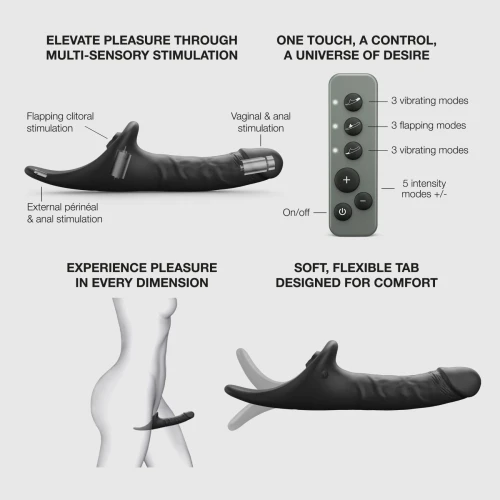 На фото вибронасадка для страпона с вакуумной стимуляцией Strap-On-Me Multi Orgasm Realistic Dildo M Black