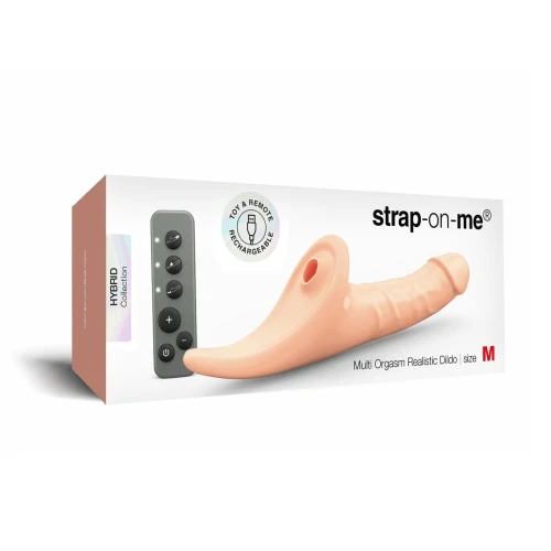 На фото вибронасадка для страпона с вакуумной стимуляцией Strap-On-Me Multi Orgasm Realistic Dildo M Vanilla