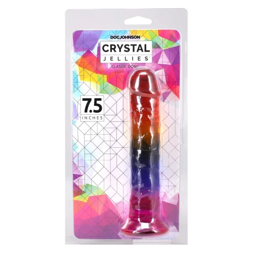 На фото дилдо Doc Johnson Crystal Jellies - 7.5 Inch Dong - Rainbow