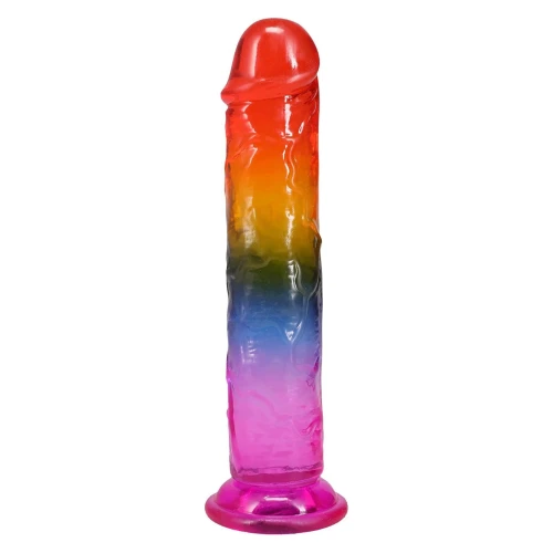 На фото дилдо Doc Johnson Crystal Jellies - 7.5 Inch Dong - Rainbow